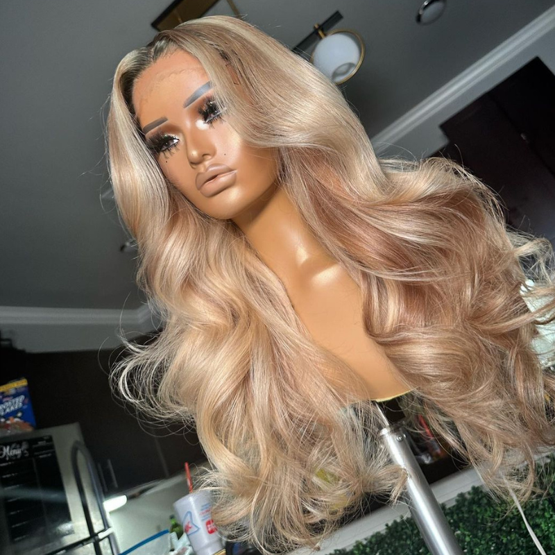 250 Density Balayage Ash Honey Blonde Highlights Virgin Human Hair