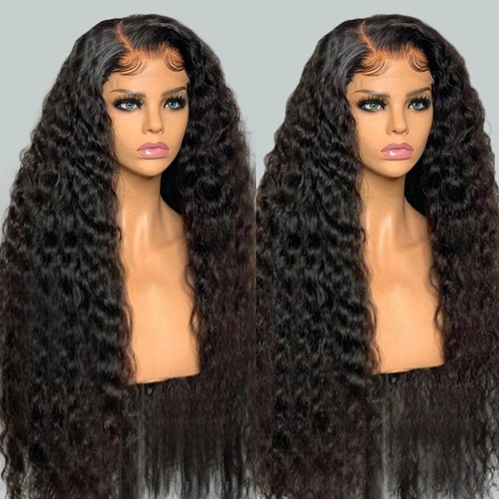 28"=$188.88 ALIGLOSSY 180% 13x4 HD Transparent Straight Body Loose Deep Water Wave Virgin Human Hair Wigs