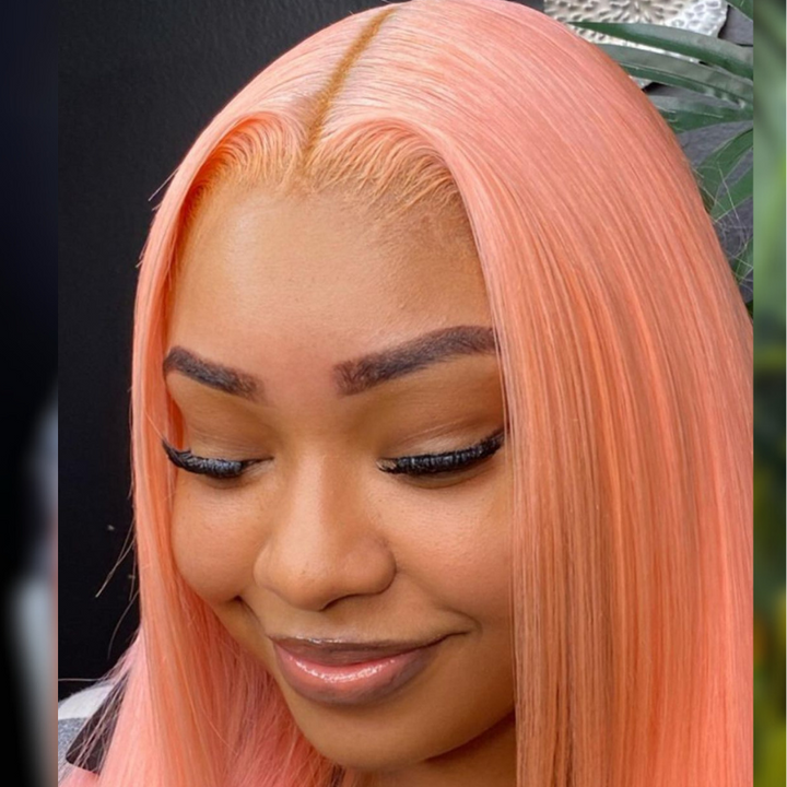 Aliglossy 250 Density Light Rose Pink 13x4 Lace Front Straight Human Hair Wigs