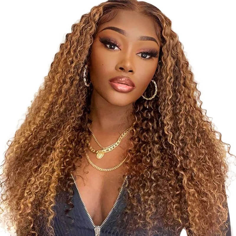ALIGLOSSY P4/27 Highlight Color 13x6 HD Transparent Deep Wave Lace Front Wig 13x4 Lace Human Hair Wigs