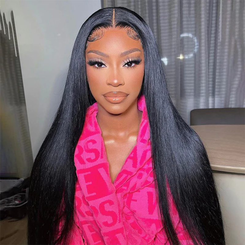 ALIGLOSSY Pre Cut Wear And Go Glueless Straight Lace Front Wigs Pre Plucked 4x4 5x5 HD Transparent Lace Closure Wigs Beginner Friendly