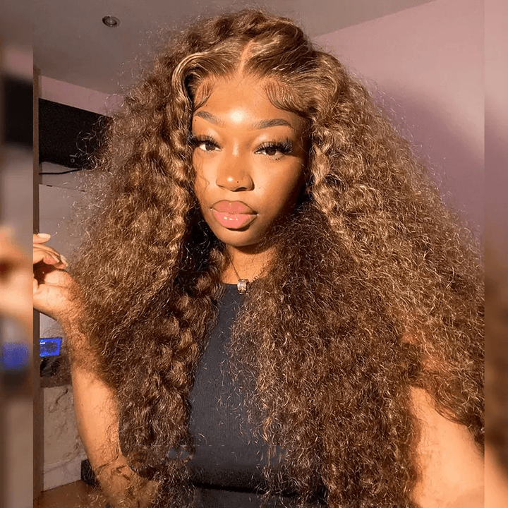 ALIGLOSSY Bye Bye Knots Glueless Wear Go 5x5 4x4 Glueless Lace Wig Pre Cut Lace Highlight Deep Wave  HD Lace Closure Wig Beginner Friendly