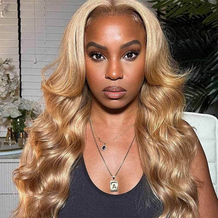 ALIGLOSSY 250 Density Honey Blonde 13x4 Transparent Lace Front Wig