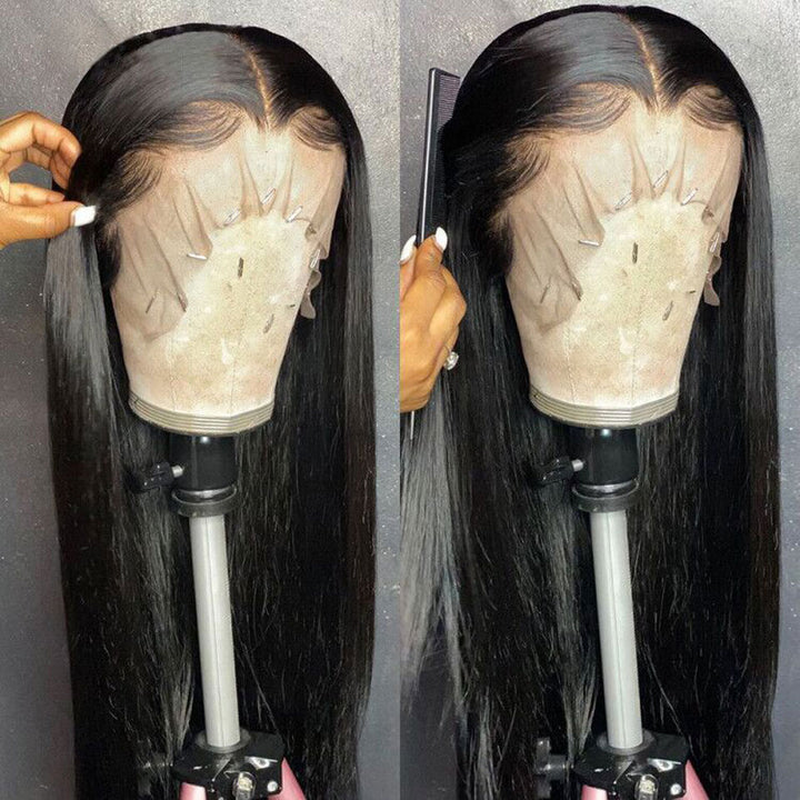 ALIGLOSSY 180% Density13x4 HD Transparent Lace Frontal Straight Weave Human Hair Wigs