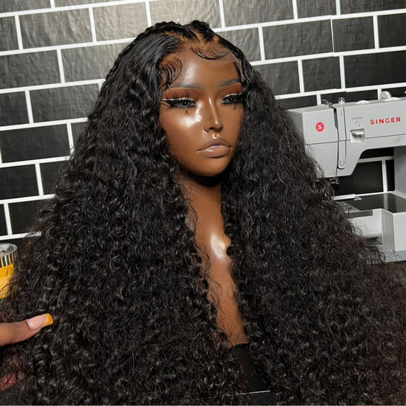 ALIGLOSSY 250 Density Water Wave Curly Human Hair Wig 13x4 Lace Frontal Virgin Human Hair Wigs