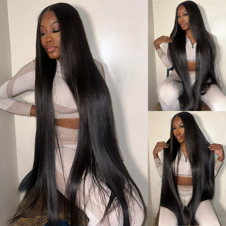 ALIGLOSSY 30 32 34 36 38 Inch Bush Down Straight Hair Wig 13x4 13x6 Lace Frontal Human Hair Wigs