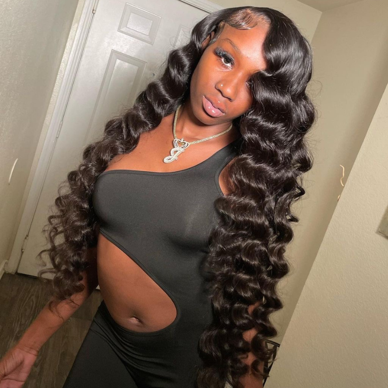 ALIGLOSSY Pre Plucked Pre Bleached 7x5 13x4 Glueless Wand Curls Wig Human Hair Pre Everything Wigs