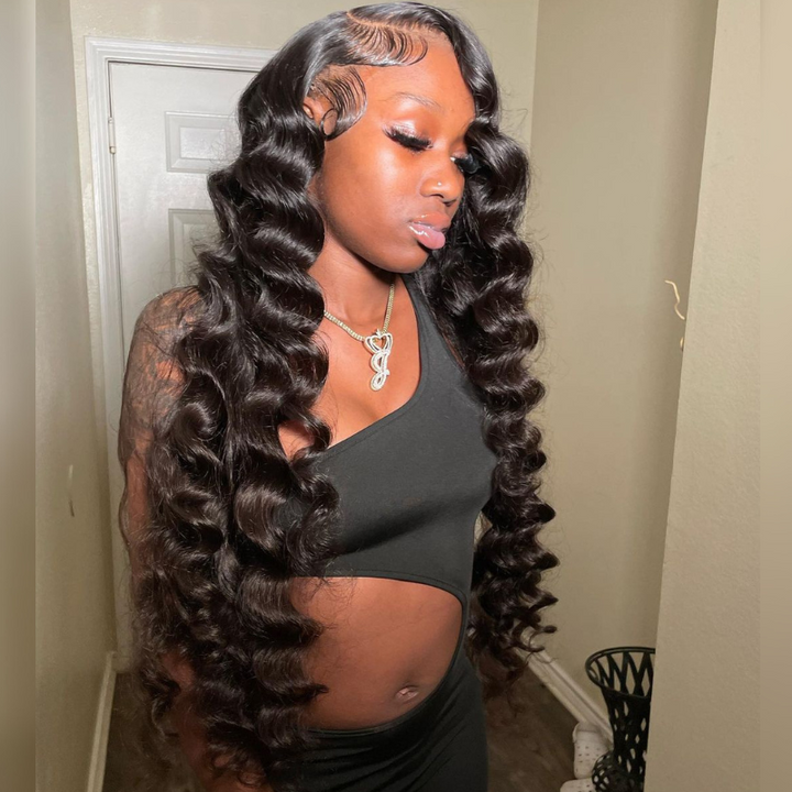 ALIGLOSSY Pre Plucked Pre Bleached 7x5 13x4 Glueless Wand Curls Wig Human Hair Pre Everything Wigs