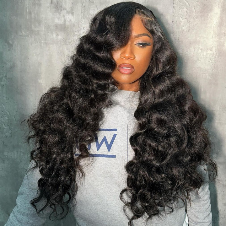 ALIGLOSSY 250 Density Pre Cut Pre Plucked Beached Knots 13x4 Lace Front Pre-Everything Wand Curls Human Hair Wig