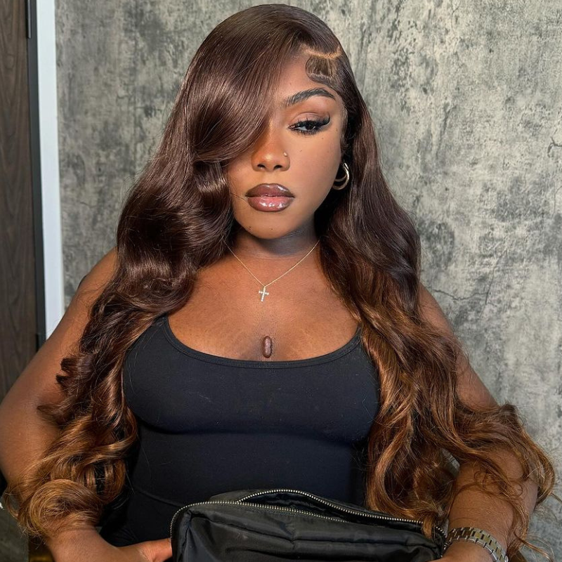 24"=$119 (With Code : AL10) ALIGLOSSY 13x4 #4 Brown 13x6 P1B/30 Lace Front Body Wave Wigs