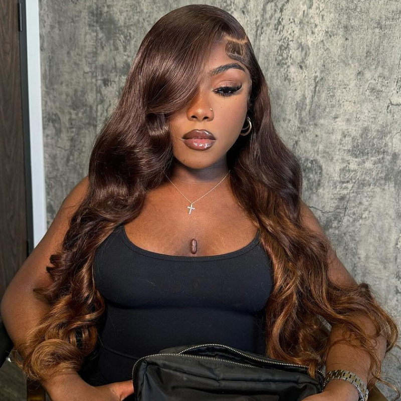 24"=$119 (With Code : AL10) ALIGLOSSY 13x4 #4 Brown 13x6 P1B/30 Lace Front Body Wave Wigs