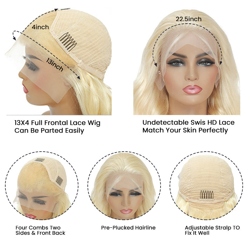 Aliglossy 250 300 Density Light Brown on Blonde Highlights 13x4 Lace Front Human Hair Wigs