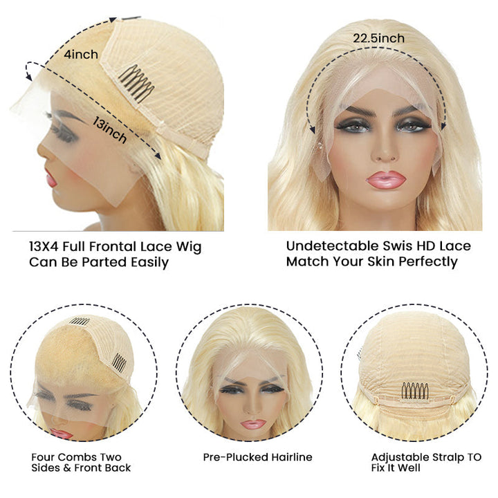 Aliglossy 250 300 Density 613 Blonde Brown Highlights 13x4 Lace Front Human Hair Wigs
