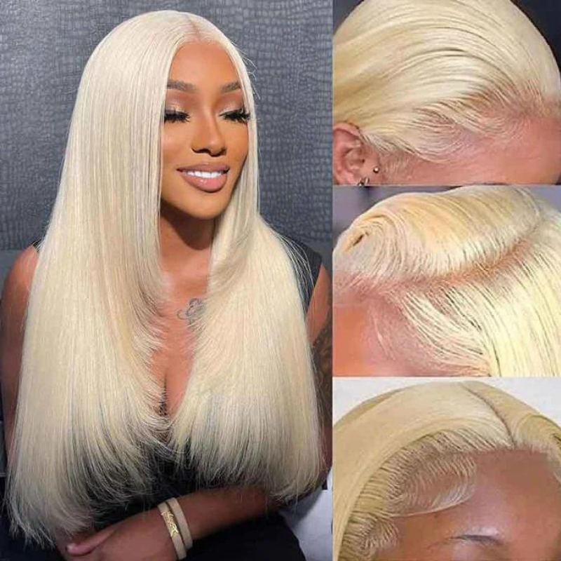 ALIGLOSSY Layered Wig 250% Density 613 Blonde 13x4 Transparent Lace Frontal Straight Hair Wigs