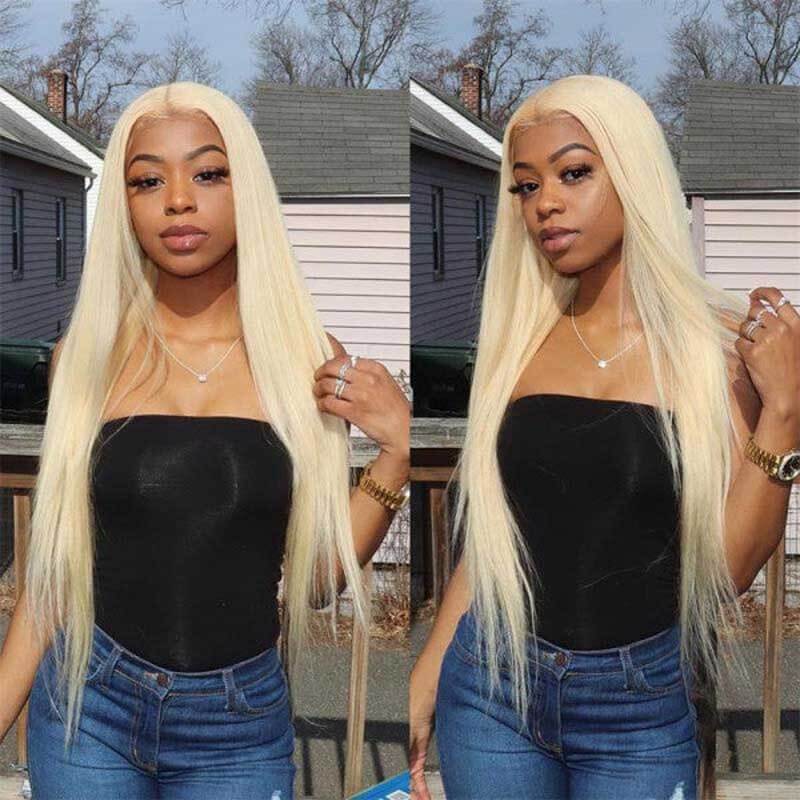 ALIGLOSSY Glueless 613 Blonde Straight Hair 13x4 Lace Front Wigs