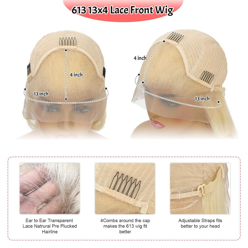 ALIGLOSSY 613 Blonde 13 by 4 Lace Frontal Body Wave Human Hair Wigs