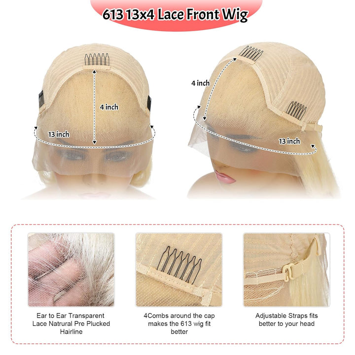ALIGLOSSY 613 Blonde 13 by 4 Lace Frontal Straight Body Wave Deep Wave Human Hair Wigs