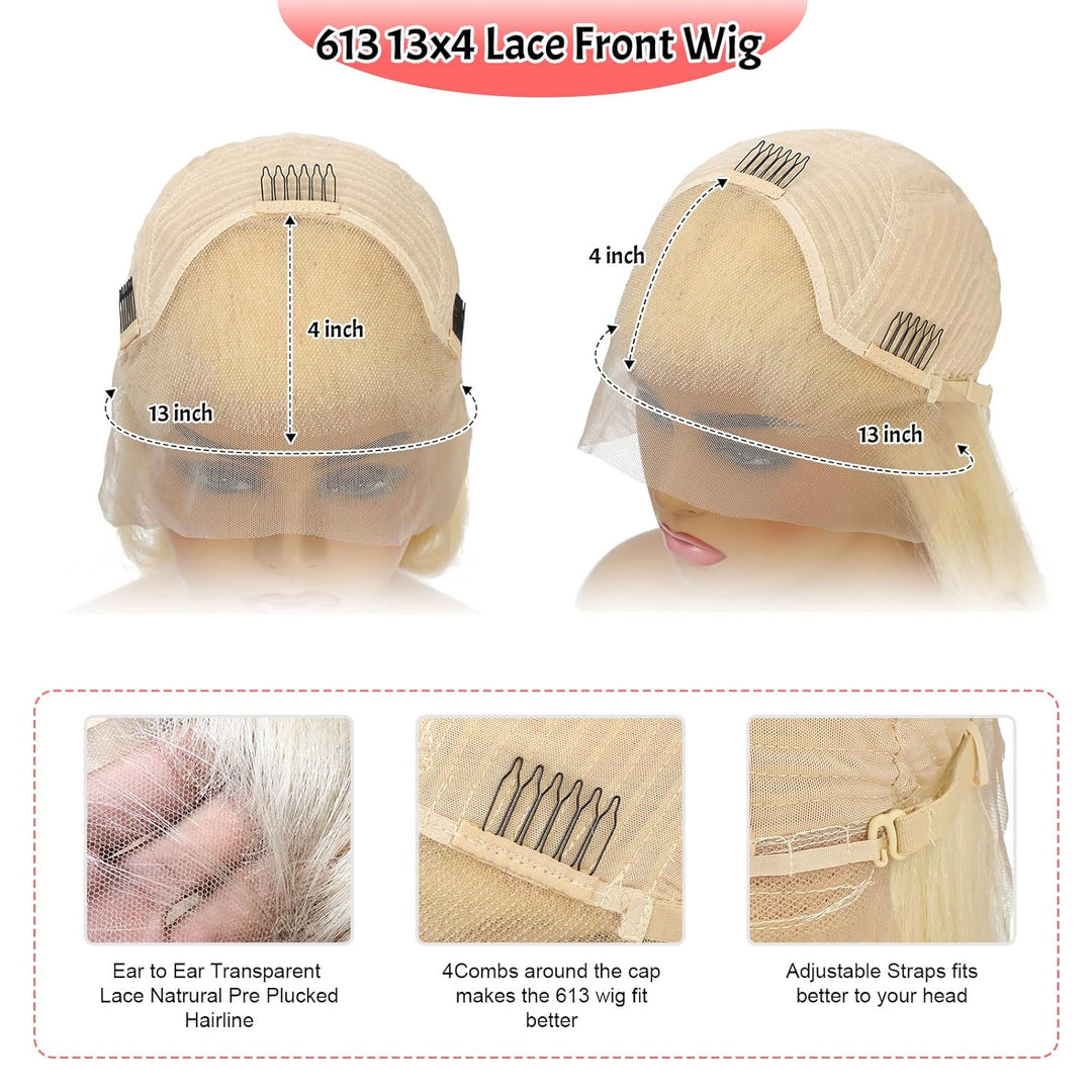 ALIGLOSSY 613 Blonde 13 * 4 HD Transparent Lace Frontal Body Wave Virgin Human Hair Wigs