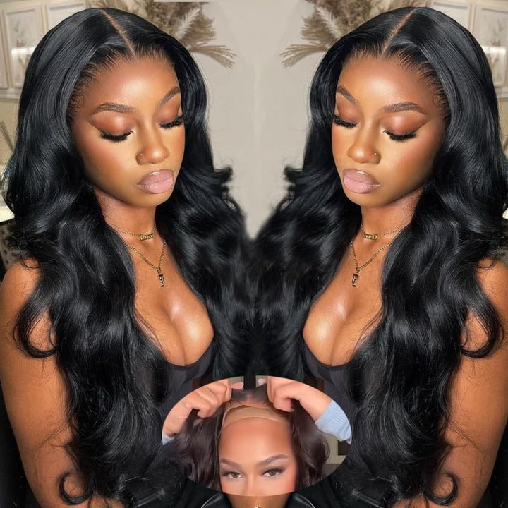 ALIGLOSSY 180% Density 4x4 Pre Plucked Pre Cut Wear And Go Glueless Body Wave Lace Closure Wig