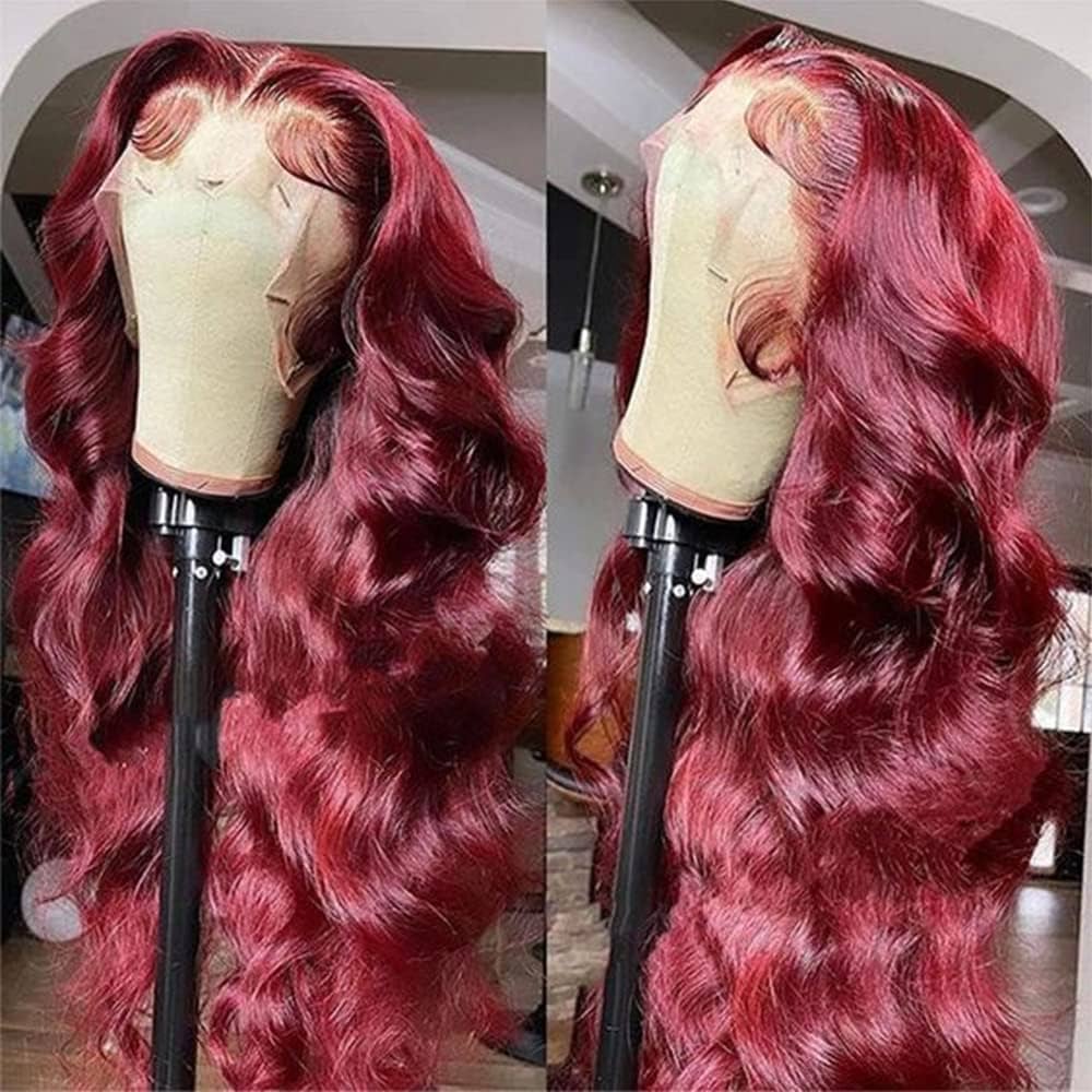 ALIGLOSSY 99J Brazilian Straight Body Wave Deep Wave Kinky Curly Lace Front Wig 180 Density 13x4 HD Transparent Lace Frontal Human Hair Wigs