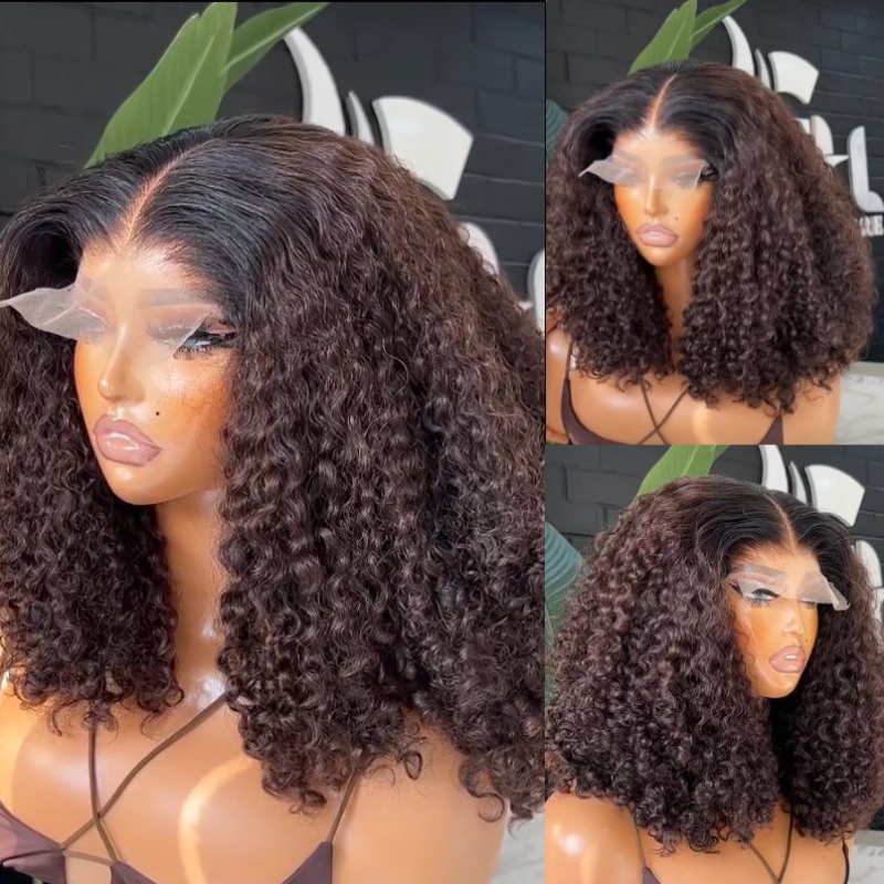ALIGLOSSY 13x4 Kinky Curly Lace Front Wig Human Hair 16-24 Inches