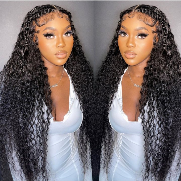 ALIGLOSSY 4x4 Water Wave Lace Front Wig 13x4 HD Transparent Wet And Wavy Human Hair Wigs