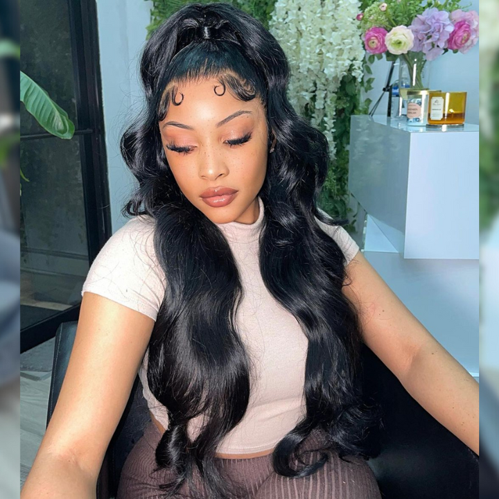 ALIGLOSSY Pre cut Pre plucked Glueless Lace Front Wigs 250 Density Pre Bleached Invisible Knots Body Wave Pre-Everything Wig