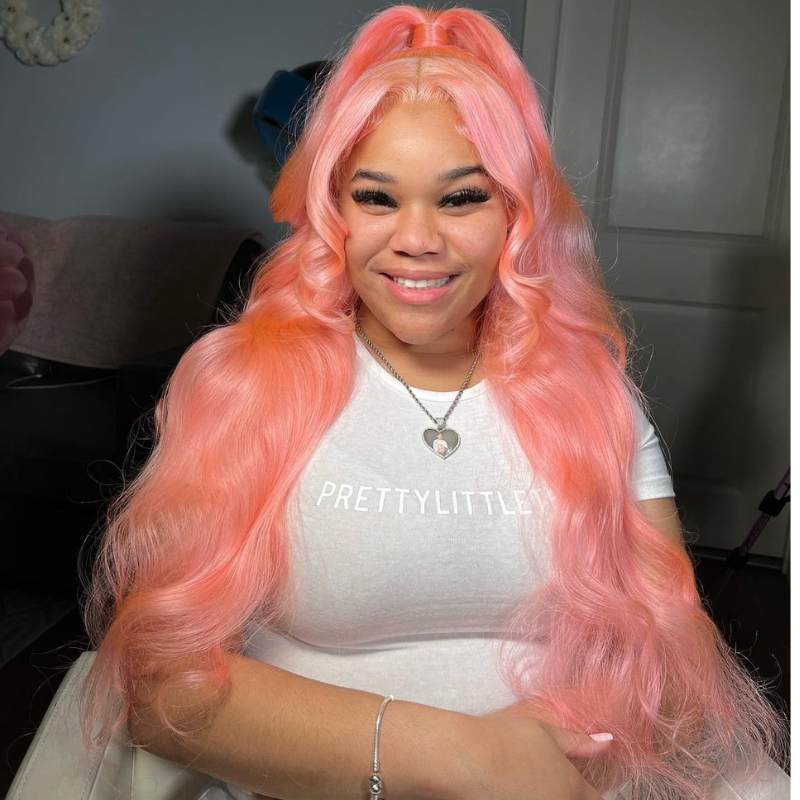 Aliglossy 200 250 Density Light Baby Pink 13x4 Lace Frontal Body Wave Human Hair Wigs