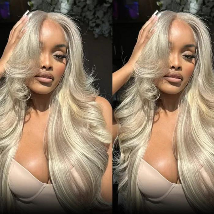 Aliglossy Ash Blonde Balayage 13*4 HD Lace Frontal 200% 250% Density Straight Body Wave Human Hair Wigs