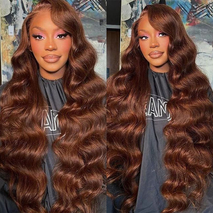 Aliglossy Wand Curls Chocolate Brown 13x4 Lace Front Loose Deep Wave Human Hair Wigs