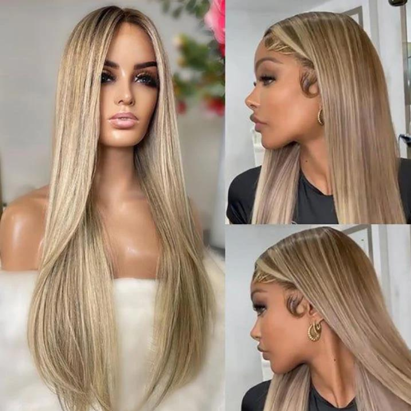 Aliglossy 250 Density Balayage Blonde Brown 13x4 Lace Front Human Hair Wigs