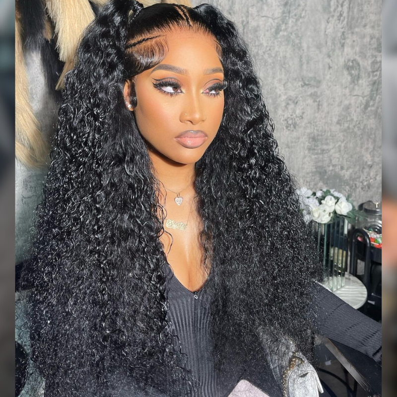 ALIGLOSSY Pre-Everything Bleached Invisible Knots 13x4 Lace Front Wear Go Glueless Curly Hair Wigs