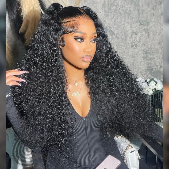 ALIGLOSSY Pre-Everything Bleached Invisible Knots 13x4 Lace Front Wear Go Glueless Curly Hair Wigs