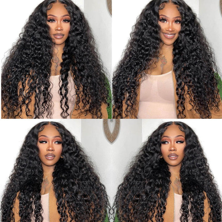 ALIGLOSSY 180% Density 13x4 HD Transparent Lace Frontal Deep Wave Human Hair Wigs
