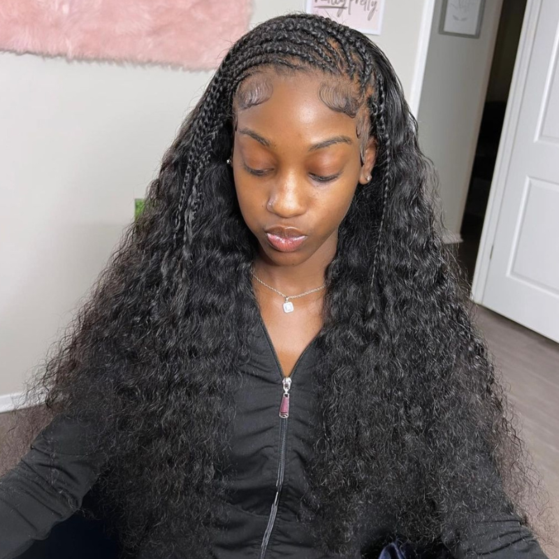 Aliglossy Freestyle braids Wig Pre Braided Lace Frontal Human Hair Wigs