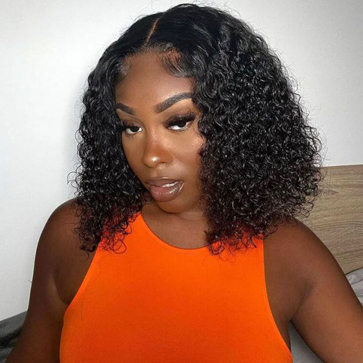 Wear and Go Glueless Pre Everything Wigs Human Hair Short Bob Kinky Curly Wigs 200 Density Beginners Friendly