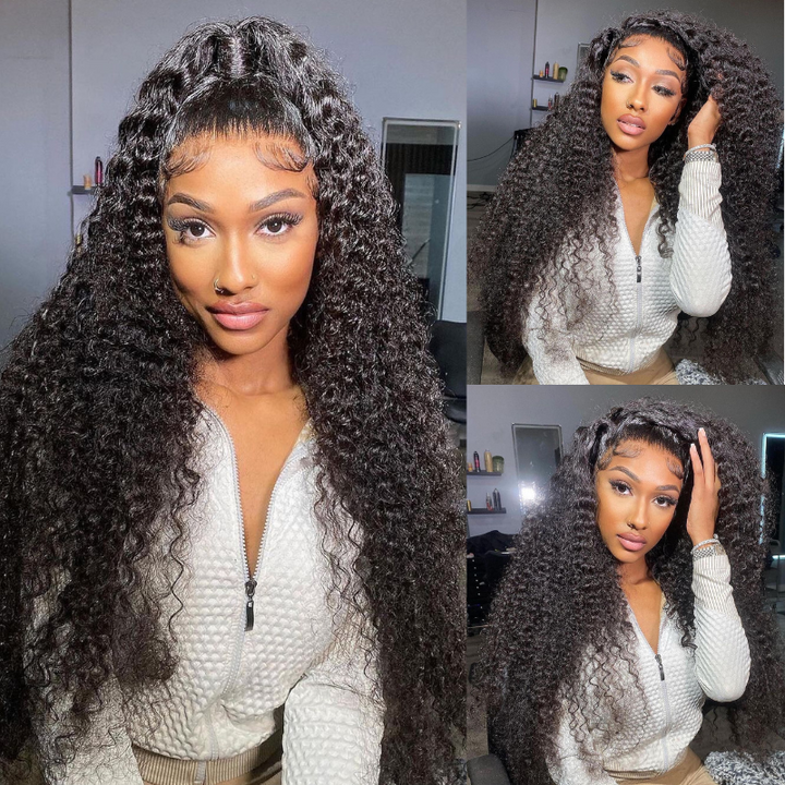 ALIGLOSSY 13 by 4 13 by 6 Transparent Lace Front Wig 13 * 4 13 * 6 Kinky Curly Human Hair Wigs