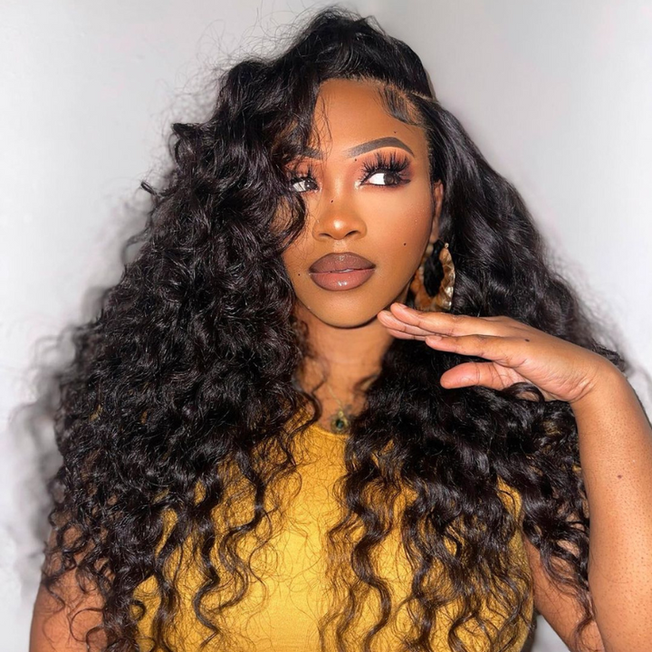 ALIGLOSSY 13 by 4 13 by 6 Lace Frontal Wand Curls Loose Deep Wave Human Hair Wig