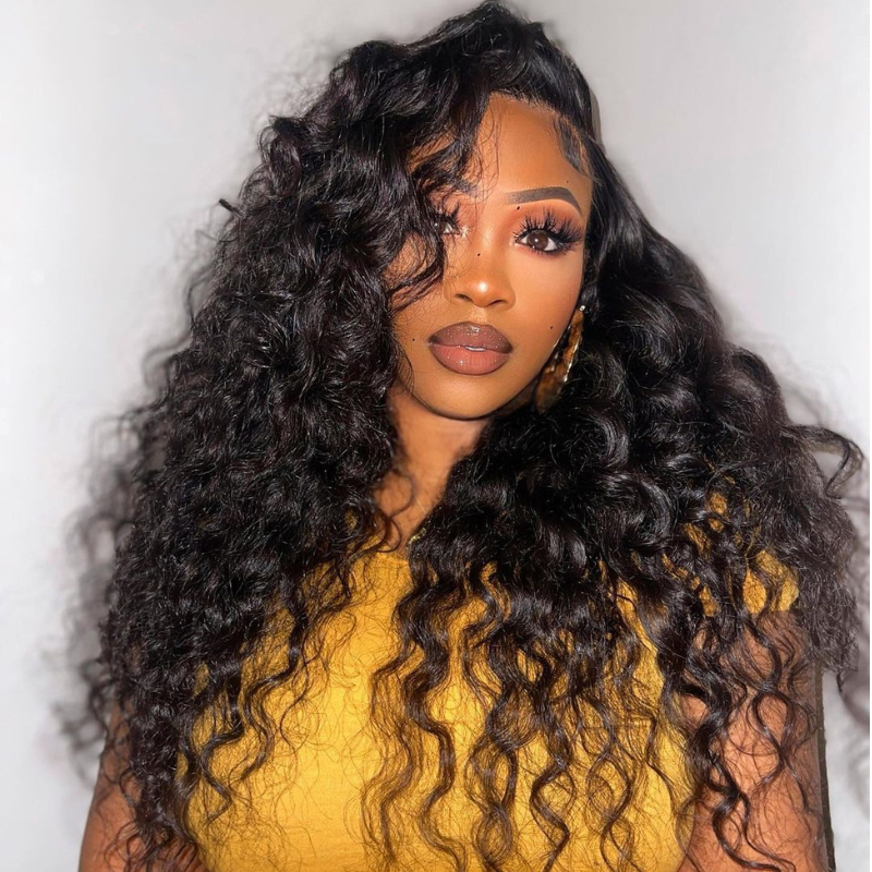 ALIGLOSSY 13 by 4 13 by 6 Lace Frontal Wand Curls Loose Deep Wave Human Hair Wig