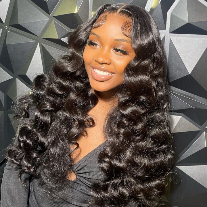 ALIGLOSSY 13 * 4 13 * 6 HD Lace Frontal Wand Curls Wig 13 by 4 13 by 6 Loose Deep Wave Virgin Human Hair Wigs