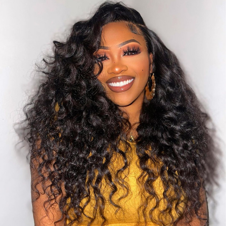 ALIGLOSSY 13 by 4 13 by 6 Lace Frontal Wand Curls Loose Deep Wave Human Hair Wig