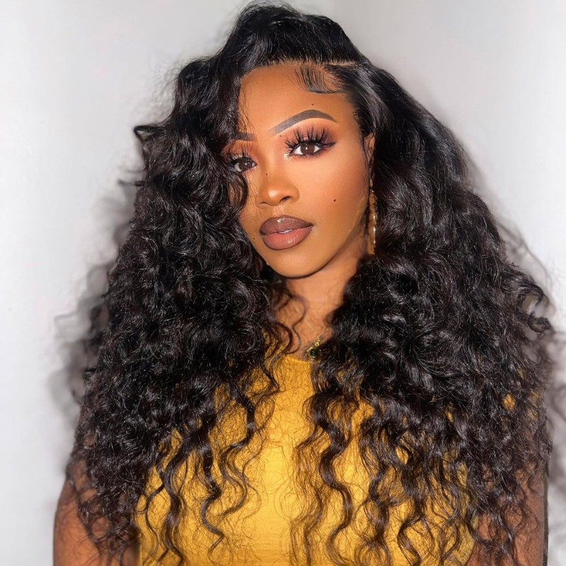 ALIGLOSSY 13 * 4 13 * 6 HD Lace Frontal Wand Curls Wig 13 by 4 13 by 6 Loose Deep Wave Virgin Human Hair Wigs