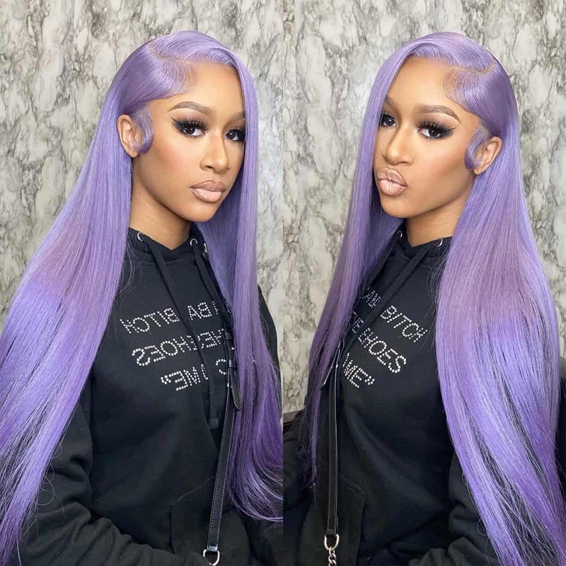 ALIGLOSSY Light Lavender Purple Wig 13x4 Lace Front Human Hair Wigs