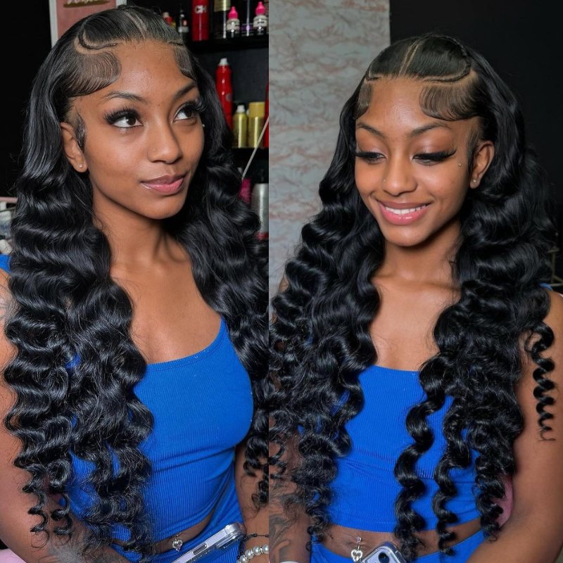 Aliglossy Prestyle Braided Wand Curl Braids Wig 13x4 13x6 Lace Frontal Human Hair Wigs