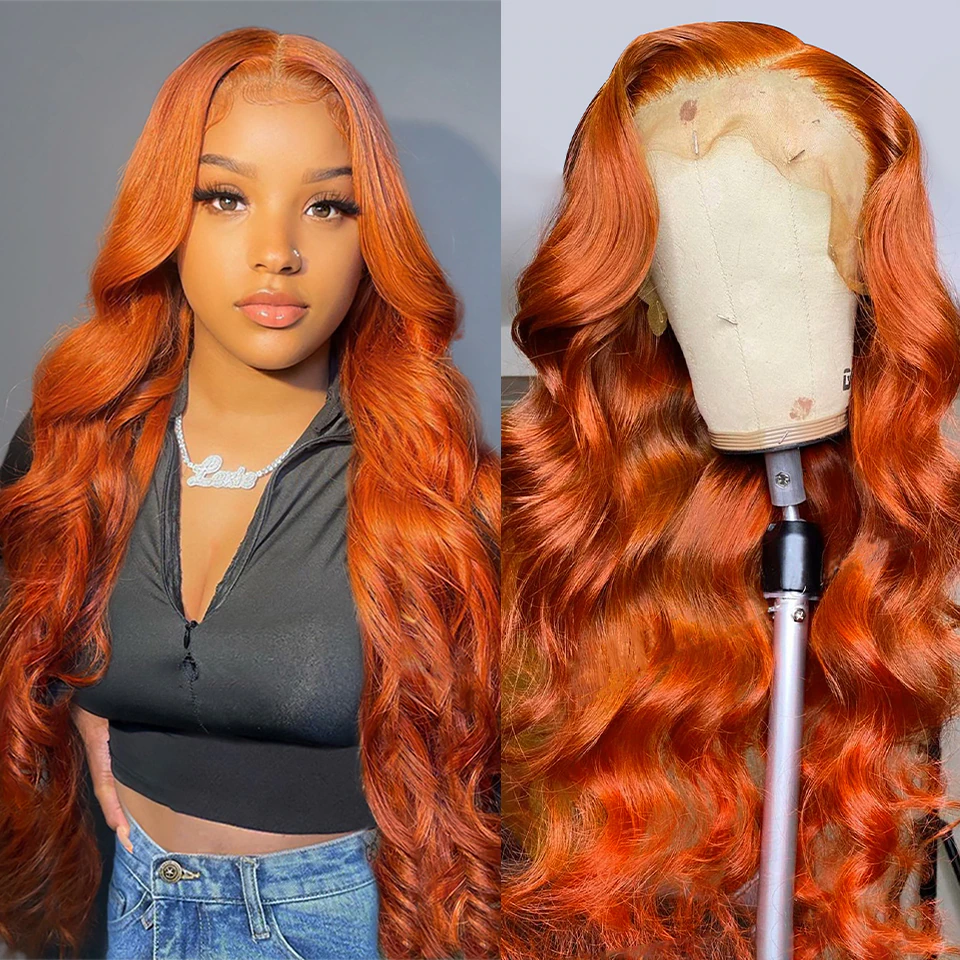 ALIGLOSSY 180 Density 13x4 HD Lace Ginger Body Wave  Human Hair Wigs