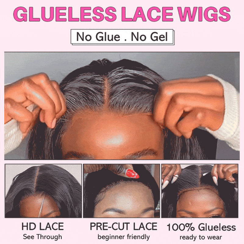 ALIGLOSSY Bye Bye Knots Wig Wear Go Glueless Reddish Brown Deep Wave Lace Closure Wig 4x4 5x5 Pre Cut HD Transparent Curly Human Hair Lace Wigs Beginner Friendly