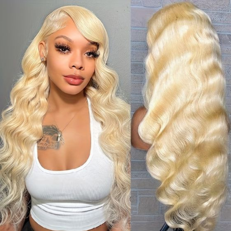 ALIGLOSSY 613 Blonde 13 * 4 13 * 6 HD Transparent Lace Frontal Body Wave Virgin Human Hair Wigs