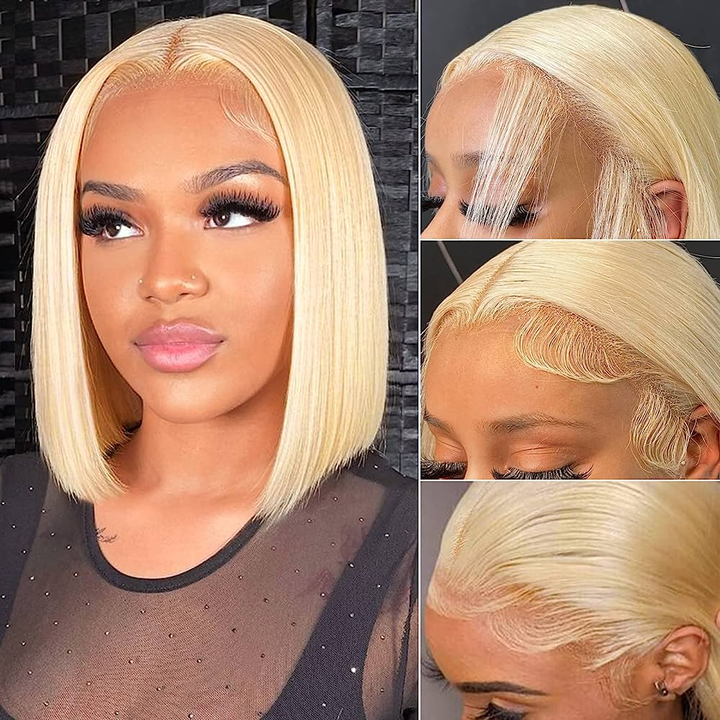 Aliglossy Grey Pink 613 Blonde 13x4 HD Lace Front Short Bob Human Hair Wigs