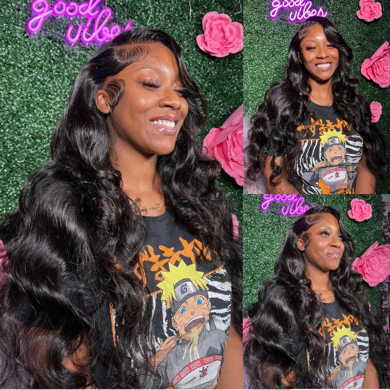 ALIGLOSSY Body Wave 13x4 Undetectable HD Transparent Lace Front Glueless Wigs