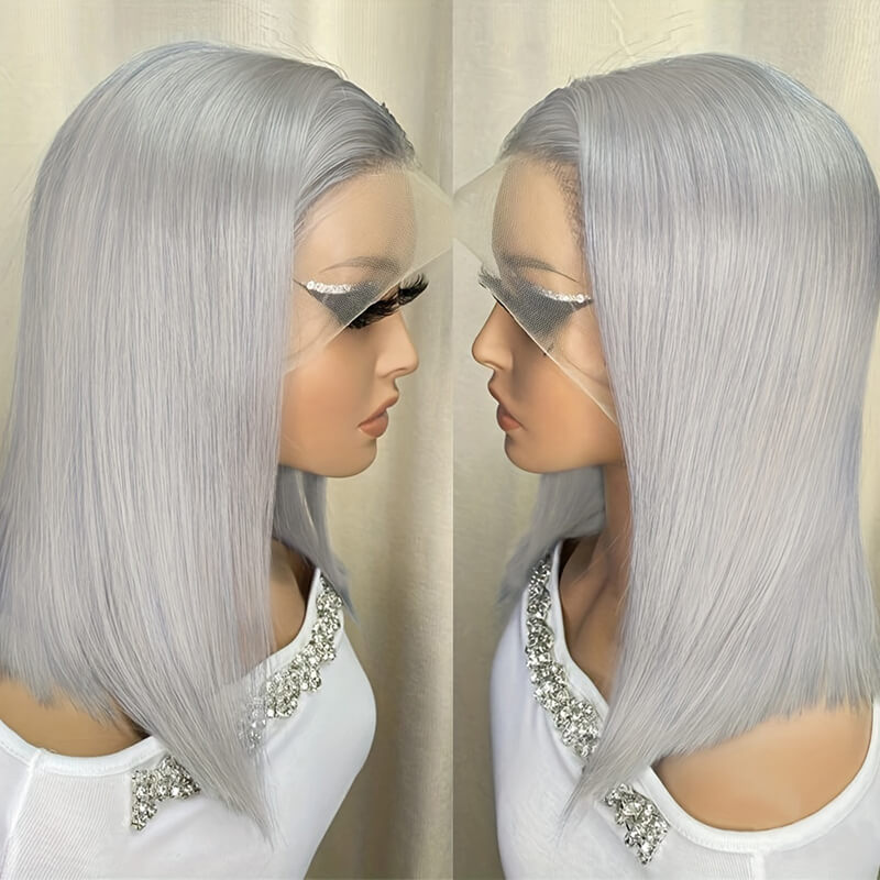 Aliglossy Grey Pink 613 Blonde 13x4 HD Lace Front Short Bob Human Hair Wigs